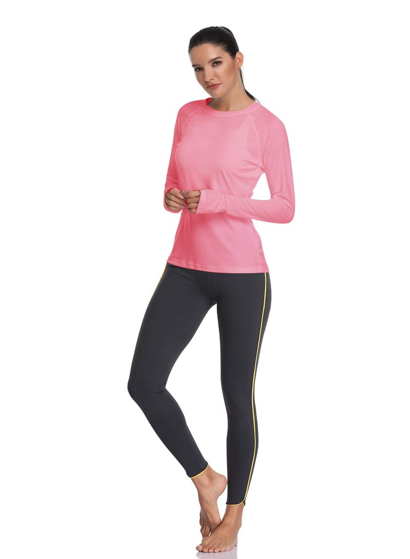 HISKYWIN Women's UPF 50+ Sun Protection Long Sleeve Shirts Outdoor Hiking Fishing Tops HF103- Pink-M - Image 5